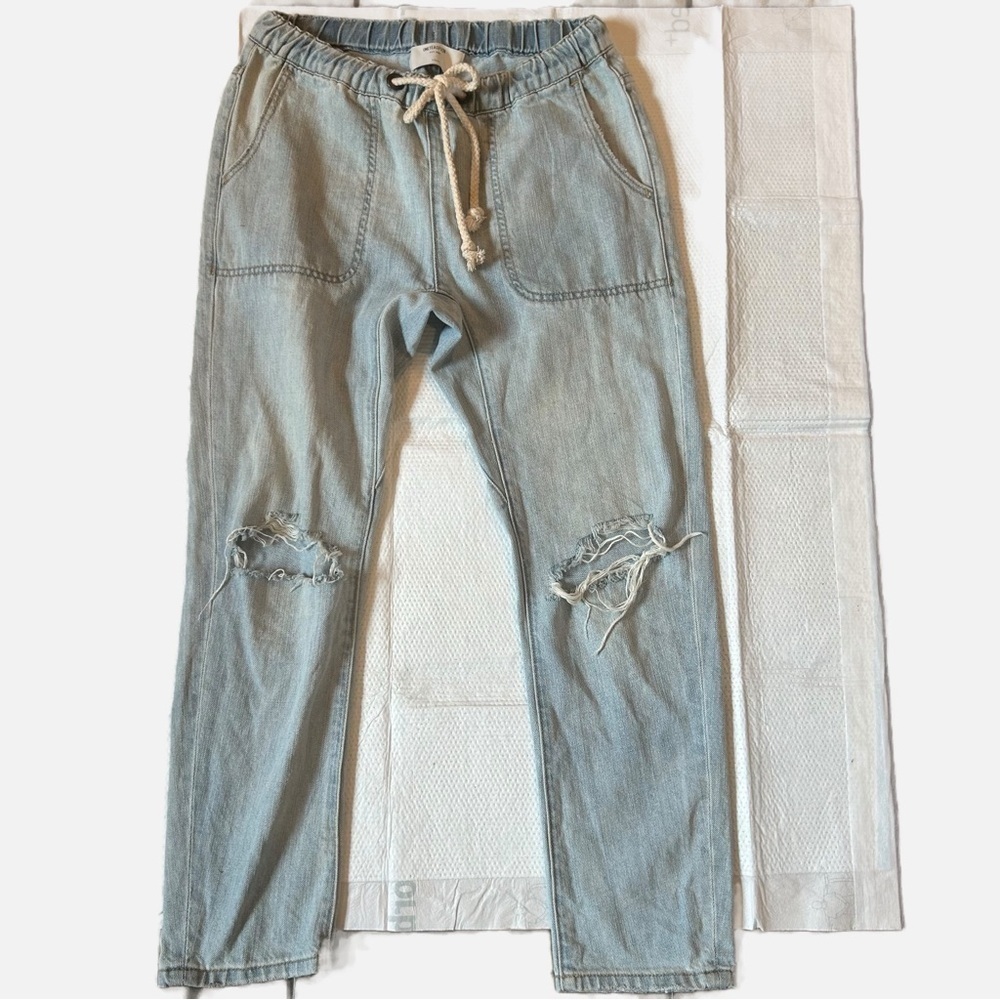Oneteaspoon Shabbies Boyfriend Drawstring Distressed Jeans size XS Cotton